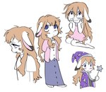 anthro clothed clothing eyewear female glasses hat headgear headwear magic_user multiple_poses pose simple_background solo white_background wizard_hat wizard_robe dokudrinker hare lagomorph leporid mammal mountain_hare