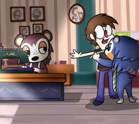 4_fingers anthro apron apron_only beady_eyes black_clothing black_eyes black_nose black_shirt black_stripes black_t-shirt black_topwear blue_body blue_bottomwear blue_clothing blue_fur blue_hair blue_pants blue_tail bottomwear brown_body brown_eyes brown_fur brown_hair cheek_spots clothed clothed_human clothed_male clothing day desk eyebrows facial_markings feet female female_anthro fingers floor footwear freckled_face freckles fully_clothed fully_clothed_human fully_clothed_male fur furniture furrowed_brow furrowed_eyebrows green_apron green_clothing grey_apron grey_clothing grey_eyebrows group hair head_markings larger_human larger_male light long_hair looking_at_another male male_human markings measuring mouthless no_eyebrows no_pupils orange_cheeks orange_eyelids pants picture_frame pink_freckles purple_clothing purple_footwear purple_shoes red_nose red_tongue sewing_machine shirt shoes short_hair sitting size_difference smaller_anthro smaller_female smile smiling_at_another standing straight_arm straight_legs striped_markings striped_tail stripes sunlight t-shirt table tail tail_markings tan_body tan_inner_ear tan_skin tan_wall tape_measure text tongue topwear triangle_nose trio two_tone_tail wall_(structure) white_feet white_hands white_markings wood wood_floor cookieboy011 animal_crossing nintendo mabel_able sable_able villager_(animal_crossing) eulipotyphlan hedgehog human mammal 2019 colored digital_drawing_(artwork) digital_media_(artwork) english_description english_text hi_res lighting shaded story story_in_description sibling_(lore) sister_(lore) sisters_(lore)