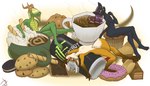 anthro beverage coffee coffee_cup container convenient_censorship cookie crossed_legs cup dessert doughnut energy_drink femboy food food_fetish group hair hair_over_eyes horn lounging male muffin nude pastry side_butt steam tail tail_censorship tea tea_cup tongue tongue_out trio destrustor monster_energy mythology cyrcas_nearles shiro_caecilius tolenn_raspex canid canine domestic_cat dragon felid feline felis fox mammal mythological_creature mythological_scalie scalie 7:4 absurd_res hi_res