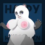 5_fingers anthro areola bedsheet_ghost big_areola black_body black_fur black_nose blue_background blue_border blue_eyes blue_pupils border bouncing_breasts breasts cleavage_cutout clothing costume cute_fangs cutout fangs female fingers front_view fur gloves_(marking) grey_body grey_fur half-closed_eyes markings music narrowed_eyes nipples pink_nipples pupils simple_background solo sound_effects spread_arms teeth text omegaozone maya_(omegaozone) mammal procyonid raccoon 1:1 2024 3d_(artwork) 3d_animation animated digital_media_(artwork) english_text short_playtime sound webm