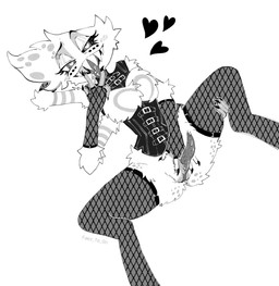 anthro armwear blush bodily_fluids bottomless chest_tuft clothed clothing corset cunnilingus_gesture erection genital_fluids genitals gesture hair half-closed_eyes hand_behind_head hand_gesture hand_on_crotch hand_on_leg hand_on_thigh heart_eyes heart_reaction heart_symbol ineffective_clothing intersex intersex_humanoid legwear lingerie looking_at_viewer lying maleherm maleherm_humanoid narrowed_eyes naughty_face on_back partially_clothed penis piercing pose precum presenting presenting_penis reverse_v_sign saliva sharp_teeth short_hair smile smiling_at_viewer solo spread_legs spreading suggestive suggestive_gesture teeth teeth_showing three-quarter_view tongue tongue_out topwear tuft underbust_corset v_sign vulva faez_to_0n hazbin_hotel hellaverse angel_dust animal_humanoid arachnid arachnid_humanoid arthropod arthropod_humanoid humanoid spider spider_humanoid 2026 digital_media_(artwork) hi_res monochrome pinup