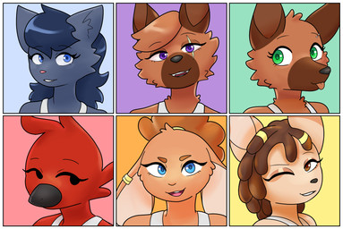 anthro beak blue_ears blue_eyes blue_hair brown_ears brown_eyebrows brown_hair clothed clothed_anthro clothed_female clothing dreadlocks ear_piercing eye_scar eyebrow_piercing eyebrow_through_hair eyebrows eyelashes facial_markings facial_piercing facial_scar feathers female female_anthro floppy_ears front_view fur glistening glistening_eyelids green_eyes group hair head_markings light_body light_fur light_inner_ear looking_at_viewer lop_ears markings muzzle_(marking) one_eye_closed open_mouth open_smile piercing pink_nose purple_eyes red_body red_feathers scar shirt sleeveless_shirt smile tan_body tan_fur tan_inner_ear thin_eyebrows tongue tongue_out topwear translucent translucent_hair white_clothing white_sclera white_shirt white_topwear conditional_dnp sonokido ventura_city_drifters alina_scratch emily_lang marie_hewlett rose_naire sahara_taylor violet_naire avian bird canid canine canis cardinal_(bird) domestic_cat domestic_dog felid feline felis fennec_fox fox german_shepherd herding_dog lagomorph leporid mammal oscine passerine pastoral_dog piranga rabbit russian_blue scarlet_tanager true_fox 2020 digital_drawing_(artwork) digital_media_(artwork) hi_res