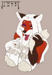 anthro hair icing simple_background solo white_hair jingx1 carolina_vanburin_(chasm006) canid canine fox mammal hi_res