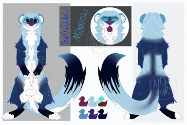animal_genitalia anthro anus balls black_body black_fur blue_body blue_fur fur furry_balls genitals heterochromia male minnow(character) paws peeking_penis penis penis_tip purple_nose purple_penis sheath solo standing teeth_showing tongue tongue_out white_body white_fur thatonedude0_0 domestic_ferret mammal mustelid musteline true_musteline weasel 3:2 hi_res model_sheet
