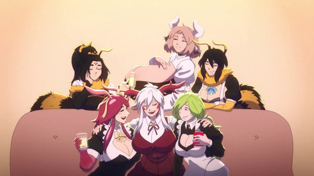 antennae_(anatomy) arm_around_shoulders big_breasts black_hair breasts brown_hair can cleavage clothed clothing container female female_humanoid furniture group hair holding_can holding_container holding_glass holding_object horn hug huge_breasts long_hair music not_furry open_mouth red_hair short_hair sitting smile sofa white_hair white_horn randomtanstudio mythology kelly_(randomtanstudio) loo_(randomtanstudio) miko_(randomtanstudio) molly_(randomtanstudio) niko_(randomtanstudio) ryu_(randomtanstudio) animal_humanoid aquatic aquatic_humanoid arthropod arthropod_humanoid bee_humanoid bovid bovid_humanoid bovine bovine_humanoid cattle_humanoid cnidarian cnidarian_humanoid dragon dragon_humanoid gastropod gastropod_humanoid humanoid hymenopteran hymenopteran_humanoid insect insect_humanoid jellyfish_humanoid mammal mammal_humanoid medusozoan medusozoan_humanoid mollusk mollusk_humanoid mythological_creature mythological_scalie scalie slug_humanoid 16:9 animated hi_res short_playtime sound video widescreen