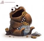 2015 ambiguous_gender bandolier black_eyes brown_body brown_fur candy chewbacca chewchilla chocolate chocolate_chips container cookie cookie_jar cookie_monster crossover death_star derp_eyes dessert digital_media_(artwork) digital_painting_(artwork) eating food fur hardware_wars humor jar monster open_mouth pbs piper_thibodeau pun sesame_street simple_background sitting solo star_wars visual_pun white_background