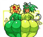 beady_eyes big_breasts big_butt black_eyes blonde_hair bottom_heavy breast_squish breasts butt duo eyelashes eyewear eyewear_on_head female flower flower_hair freckled_breasts freckled_butt freckles goggles goggles_on_head green_hair hair hand_on_hip huge_breasts huge_butt leaf leaf_hair looking_at_viewer looking_back looking_back_at_viewer nude one_eye_closed open_mouth open_smile plant plant_hair pseudo_hair rear_view simple_background smile squish tail thick_thighs white_background wide_hips wink winking_at_viewer mr_ctm blaster_master electronic_arts plants_vs._zombies plants_vs._zombies_heroes popcap_games kanna_(blaster_master) solar_flare_(pvz) elemental_creature elemental_humanoid flora_fauna flower_creature humanoid plant_humanoid sunflower_(pvz) tailed_humanoid hi_res