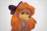 2022 3:2 azzai black_bow bow_(feature) brown_body brown_eyes brown_fur brown_nose canid canine canis disney dixie_(tfath) domestic_dog female feral floppy_ears fur mammal simple_background solo the_fox_and_the_hound
