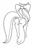 accessory bow_(feature) bow_accessory bow_ribbon butt centered_hair_bow clothing female feral hair_accessory hair_bow hair_ribbon panties ribbons simple_background solo underwear white_background cheesepuffs hasbro my_little_pony equid equine horse mammal pony hi_res monochrome