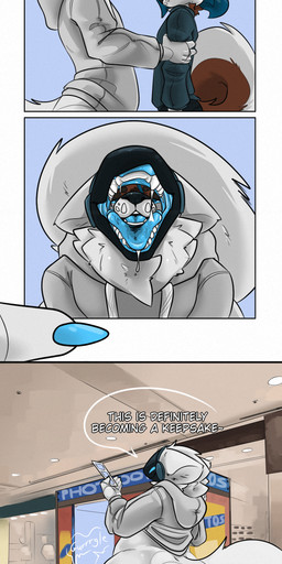 abdominal_bulge almost_fully_inside ambiguous_gender anthro belly big_belly big_butt big_ears blorp blue_eyes blue_insides blue_mouth blue_tongue bodily_fluids bottomless brown_body brown_fur butt clothed clothing curled_tail curvy_figure duo endosoma eyewear feet_first fluffy fur glasses hair hoodie hoodie_only last_look long_hair long_tail machine male male_prey mouth_shot neck_bulge neck_tuft open_mouth oral_vore photo_booth ponytail rear_view rumbling_stomach safe_vore saliva saliva_on_tongue saliva_string same_size_vore swallowing tail thick_thighs tongue tongue_out topwear topwear_only tuft voluptuous vore white_body white_fur wide_hips gurglegluts buddy_(gurglegluts) jay_(gurglegluts) canid canine canis domestic_dog mammal mixed_breed protogen shepsky absurd_res comic hi_res sequence