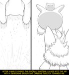 anthro black_and_white comic duo female fidchellvore generation_1_pokemon generation_4_pokemon hildegard_(fidchellvore) lucario male monochrome narrowed_eyes nintendo pokemon pokemon_(species) snorlax text water