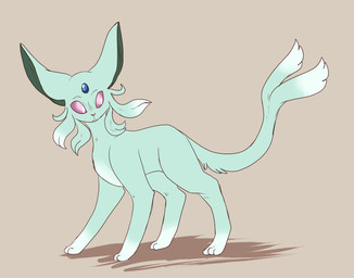 3_toes ambiguous_gender big_ears brown_background dipstick_tail feet feral forehead_gem forked_tail fur gem green_body green_fur leg_markings markings pink_eyes pink_nose quadruped shadow simple_background socks_(marking) solo standing tail tail_markings tail_tuft toes tuft unusual_anatomy unusual_tail whiskers white_body white_fur 1apple-fox1 nintendo pokemon tales_of_tabira shelly_(raindare) eeveelution espeon generation_2_pokemon pokemon_(species) shiny_pokemon 2017 male_(lore)