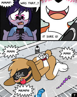 anal_beads anthro ball_gag bdsm blindfold bondage bound condom dialogue female fur gag hair hands_tied lube male phone_call sex_toy sexual_barrier_device young pokefound da_silva jimmy_(pokefound) mattie_(pokefound) randy_(pokefound) bat canid canine fox lagomorph leporid mammal megabat rabbit 4:5 comic hi_res