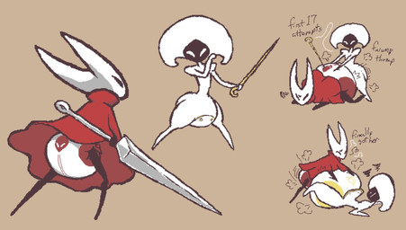 anthro black_eyes clean_diaper clothed clothing diaper diaper_humping duo female female/female humping onesie wearing_diaper white_body white_eyes melo_cucumis hollow_knight:_silksong hollow_knight_(franchise) team_cherry hornet_(hollow_knight) lace_(hollow_knight:_silksong) arthropod insect digital_media_(artwork) hi_res