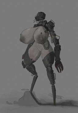 big_breasts breasts cybernetics female genitals grey_body grey_skin human_torso machine nipples non-mammal_nipples robotic_arms robotic_head robotic_legs solo thick_thighs vein veiny_breasts vulva ace0t0nic cyborg humanoid robot robot_humanoid absurd_res hi_res