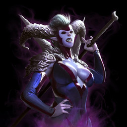 2_horns black_background breasts cleavage clothed clothing colored_nails deep_cleavage eyelashes female hair horn humanoid_pointy_ears medium_breasts nails not_furry pointy_ears shoulder_pads simple_background solo staff standing unitard white_hair unknown_artist sacred_(video_game_series) sacred_3 thq_nordic telica demon humanoid spirit 1:1 2014 digital_media_(artwork) official_art story story_in_description