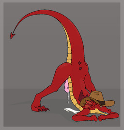 anthro ass_up belly bodily_fluids claws clothing cowboy cowboy_hat cum ejaculation erection genital_fluids genitals grin hat hat_only headgear headgear_only headwear headwear_only horn humanoid_genitalia humanoid_penis iris jack-o'_pose male mostly_nude penis pose raised_tail red_body red_scales scales smile smirk smug solo tail vein veiny_penis yellow_belly yellow_eyes henrycharizardboi european_mythology mythology henry_(henrycharizardboi) dragon lizard mythological_creature mythological_scalie reptile scalie western_dragon wingless_dragon