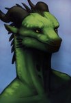 green_body light sunlight yellow_eyes ethan0 mythology dragon mythological_creature mythological_scalie scalie absurd_res bust_portrait hi_res portrait