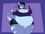 anthro belly belly_expansion belly_inflation beverage beverage_can big_belly big_breasts blue_eyes bottomwear breasts clothed clothing ear_piercing expansion eyelashes eyeshadow female hair huge_belly huge_breasts inflation makeup navel onomatopoeia pants piercing sharp_teeth soda soda_inflation solo sound_effects tail teeth text thick_thighs topwear wide_hips thaliaglacyswells fish marine shark digital_media_(artwork) english_text hi_res