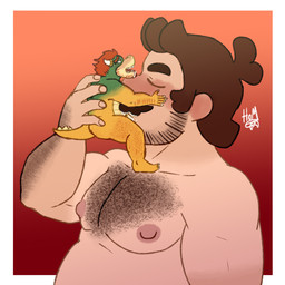 anthro blush bodily_fluids cum cum_in_mouth cum_inside cum_on_face duo extreme_size_difference facial_hair genital_fluids hairy larger_penetrated male male/male micro musclegut muscular mustache nipples oral oversized_fellatio oversized_oral penetration penis_in_mouth size_difference size_play dropsofmoonlight mario_bros nintendo bowser mario dragon_koopa human koopa mammal scalie 1:1 digital_drawing_(artwork) digital_media_(artwork) hi_res