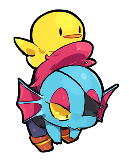 anthro blue_body blue_skin boots bottomwear chibi clothing duo ear_fins eye_patch eyewear female feral fin footwear pants rubber_duck shirt shoes simple_background tank_top teeth topwear white_background yellow_body yellow_sclera nuba_ball undertale_(series) undyne aquatic fish absurd_res hi_res