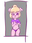 anthro big_breasts blonde_hair blush bounce bouncing_breasts breasts eyebrows eyelashes female hair looking_at_viewer purple_eyes running smile solo under_boob snus-kun emelie_(cyancapsule) domestic_pig mammal suid suine sus_(pig) 3:4 animated short_playtime