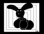 anthro big_breasts breasts female silhouette solo thick_thighs steph_chan lagomorph leporid mammal rabbit absurd_res black_and_white hi_res monochrome