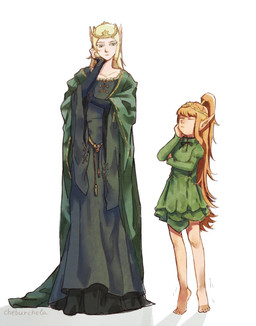 4_fingers 5_toes arms_bent bangs barefoot blonde_hair circlet closed_frown clothed clothed_female clothed_humanoid clothing copying_another crown dress duo eyes_closed feet female female_humanoid fingers frown gold_hair_ring green_clothing green_dress green_eyes hair headgear humanoid_pointy_ears larger_female larger_humanoid light long_hair looking_at_another mouth_closed not_furry pointy_ears ponytail simple_background size_difference smaller_female smaller_humanoid standing tan_body tan_skin tiptoes toes white_background cheburchela elf_comic elf_(merrivius) high_priestess_(merrivius) elf humanoid 2025 colored digital_drawing_(artwork) digital_media_(artwork) english_description hi_res lighting shaded