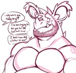 anthro beard belly facial_hair male muscular muscular_male offscreen_character pecs solo speech_bubble text chibsarts nintendo pokemon nidochi generation_1_pokemon nidoking pokemon_(species) english_text