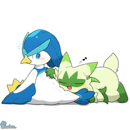 ambiguous_gender anthro beak blue_body blue_eyes blue_feathers blue_tail blush claws cute_fangs dipstick_ears duo ear_markings emanata eyes_closed fangs feathers feet fur gloves_(marking) green_body green_ears green_fur green_tail leg_markings markings multicolored_body multicolored_ears musical_note musical_symbol nuzzling open_mouth open_smile simple_background smile socks_(marking) symbol tail tail_motion tailwag teeth two_tone_body white_background white_body white_claws white_feathers tontaro nintendo pokemon anatid anseriform avian bird felid feline floragato generation_9_pokemon mammal pokemon_(species) quaxwell 1:1 2d_animation animated frame_by_frame signature watermark