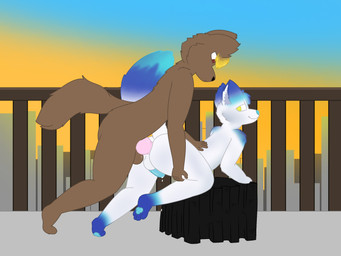 anal anal_penetration animal_genitalia animal_penis anthro bodily_fluids butt canine_genitalia canine_penis cum duo genital_fluids genitals knot knotted_penis male male/male male_penetrated male_penetrating paws penetration penis sunset pscapturas canid canine fox mammal flat_colors hi_res