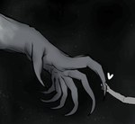 anthro duo female hand_holding macro male male/female multi_finger size_difference space ze_blackball.d anon the_pale_presence_(ze_blackball.d) deity eldritch_abomination eldritch_being human mammal