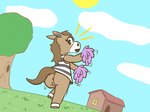 anthro anus bottomless cheerleader clothed clothing female genitals looking_back outside plant pussy solo tree weirdkoaladream animal_crossing nintendo winnie_(animal_crossing) equid equine horse mammal