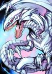 blue_eyes claws open_mouth sharp_teeth solo tail teeth tongue wings witnesstheabsurd konami mythology yu-gi-oh! blue-eyes_white_dragon dragon duel_monster mythological_creature mythological_scalie scalie absurd_res hi_res