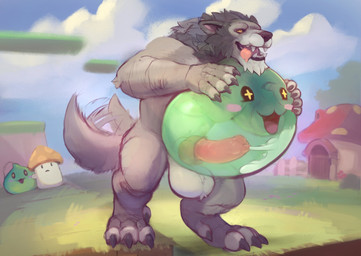 3_toes afterimage ambiguous_gender ambiguous_penetrated animal_genitalia animal_penis anthro anthro_penetrating anthro_penetrating_ambiguous ball_tuft balls biped black_nose blue_sky blush blush_stickers bodily_fluids building canine_genitalia canine_penis claws cloud cum cum_in_goo cum_inside day detailed_background digitigrade duo_focus ejaculation erection fangs feet finger_claws frown fungus fur genital_fluids genitals glistening glistening_eyes green_body grey_body grey_fur group holding_another holding_partner house internal knot looking_at_another looking_pleasured male male/ambiguous male_anthro male_penetrating male_penetrating_ambiguous multicolored_body multicolored_fur nude nude_anthro nude_male open_:3 open_mouth open_smile orgasm paws penetration penis penis_in_slime pink_tongue sex sky slime slime_sex smile standing star_eyes tail tail_motion tailwag teeth toe_claws toes tongue tongue_out translucent translucent_body tuft unusual_eyes yellow_eyes notsophatmatt blizzard_entertainment maplestory nexon warcraft canid elemental_creature fungi_fauna goo_creature mammal orange_mushroom_(maplestory) slime_(maplestory) werecanid werecreature worgen 2025 absurd_res crossover digital_media_(artwork) hi_res shaded soft_shading