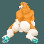 4_toes anthro anus backsack balls barefoot big_butt blue_anus blue_claws blue_eyes blue_pawpads blue_tongue butt claws crown ears_back eyebrows facial_piercing feet foot_focus fur genitals headgear leg_markings looking_at_viewer looking_back male markings nose_piercing nose_ring nude open_mouth orange_body orange_fur pawpads paws perineum piercing pivoted_ears presenting presenting_anus presenting_hindquarters ring_piercing septum_piercing simple_background slightly_chubby smile socks_(marking) soles solo tail thick_thighs toe_claws toes tongue white_body white_fur thiccc canid canine canis domestic_dog herding_dog mammal pastoral_dog welsh_corgi digital_media_(artwork) hi_res