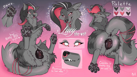 anatomically_correct anatomically_correct_genitalia anatomically_correct_vulva animal_genitalia animal_vulva anus big_butt big_vulva blush blush_lines brown_paws butt butt_focus canine_genitalia canine_teeth canine_vulva cheek_tuft facial_tuft female female_feral feral fluffy fluffy_chest fluffy_ears fluffy_hair fluffy_tail genitals hair neck_tuft nude pawpads paws pose solo tail tuft vulva wide_hips mohitopaw canid canine canis mammal wolf model_sheet pinup