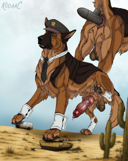 anal anal_penetration animal_genitalia animal_penis anus balls black_body black_fur black_nose black_pawpads blue_sky brown_balls brown_body brown_eyes brown_fur canine_genitalia canine_penis clothing erection fangs feral fur genitals green_clothing green_hat green_headwear hat headgear headwear knot knotted_penis looking_at_viewer macro male male_feral medium_truck necktie object_in_ass offset_balls open_mouth outside pawpads penetration penis red_anus red_penis saggy_balls sheath sky solo stretched_anus submarine tan_body tan_fur teeth truck van vehicle vehicle_insertion watercraft whiskers kodaac canid canine canis domestic_dog german_shepherd herding_dog mammal pastoral_dog hi_res