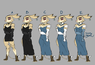 anthro black_sclera blush brown_body brown_fur choker clothed clothed_anthro clothed_male clothing crossdressing crossdressing_male digitigrade dress ear_piercing evening_gloves evening_gown frown fur grumpy jewelry long_dress long_ears long_tail male male_anthro muscular muscular_anthro muscular_male necklace orange_eyes piercing pupils short_dress slit_pupils solo tail tail_tuft tan_body tan_fur tuft wayesh officer_faisal dipodid jerboa mammal rodent absurd_res hi_res signature andromorph_(lore)