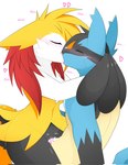 anthro black_body black_fur blue_body blue_fur blush bodily_fluids breasts cum cum_in_pussy cum_inside duo erection eyes_closed female female_penetrated fur genital_fluids genitals heart_symbol inner_ear_fluff kiss_on_lips kissing male male/female male_penetrating male_penetrating_female nude penetration penile penis pussy sex simple_background tail text tuft white_background white_body yellow_body yellow_fur nakachidragon nintendo pokemon braixen canid canine generation_4_pokemon generation_6_pokemon lucario mammal pokemon_(species) 2025 digital_media_(artwork) hi_res