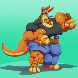 balls big_balls big_bulge big_muscles big_pecs big_penis bottomwear bulge clothing eyewear flexing genitals goggles holding_object huge_balls huge_bulge huge_muscles huge_pecs huge_penis hyper hyper_balls hyper_bulge hyper_genitalia hyper_muscles hyper_pecs hyper_penis looking_at_viewer male muscular muscular_male nipples pants pecs penis plantigrade shirt solo standing topwear bobert jak_and_daxter naughty_dog sony_corporation sony_interactive_entertainment daxter mammal mustelid ottsel 1:1 2020 hi_res