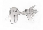 anthro duo fluffy imminent_kiss long_ears male male/male romantic kalpeakoira machete_(kalpeakoira) vasco_(kalpeakoira) canid canine canis domestic_dog mammal graphite_(artwork) greyscale monochrome pencil_(artwork) traditional_media_(artwork)