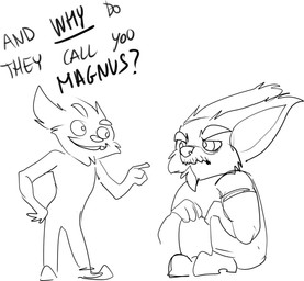 anthro anthro_on_anthro big_eyes big_head bold_text bottomwear cheek_tuft chin_tuft closed_frown clothed clothed_anthro clothed_male clothing dialogue duo ear_tuft eye_contact facial_tuft footwear frown fully_clothed fully_clothed_anthro fully_clothed_male gesture half-closed_eyes hand_gesture hand_on_hip humanoid_hands jacket looking_at_another male male/male male_anthro mouth_closed narrowed_eyes open_clothing open_jacket open_mouth open_smile open_topwear pants pointing pointing_at_another question_mark shoes side_view sitting smile standing text text_emphasis topwear tuft underline bristol league_of_legends riot_games tencent fan_character magnus_(bristol) mammal yordle 2021 absurd_res digital_media_(artwork) english_text full-length_portrait hi_res monochrome portrait sketch