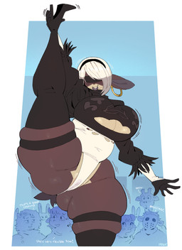 anthro big_breasts big_butt biped blindfold boots breasts butt camel_toe clitoris_outline clothed clothing cosplay female female_focus fingers flexible footwear front_view gloves group hair handwear high_heeled_boots high_heels holidays legwear one_leg_up open_mouth overweight overweight_anthro overweight_female piercing raised_leg shoes smile solo_focus splits spread_legs spreading standing tail thick_thighs thigh_boots thigh_highs vertical_splits wide_hips roly halloween nier_automata platinumgames roly_(roly) yorha_2b zoa_(zorabnuyy) domestic_cat felid feline felis giraffe giraffid lagomorph leporid mammal rabbit hi_res
