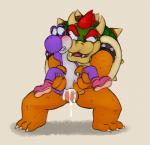 2017 anthro armband bodily_fluids bowser cum cum_in_pussy cum_inside duo female female_raped forced genital_fluids genitals hair hi_res horn koopa male male/female male_rape male_raping_female mario_bros marsminer nintendo penis purple_yoshi pussy rape red_hair reverse_stand_and_carry_position scalie sex shell simple_background spiked_armband spiked_shell spikes spikes_(anatomy) standing standing_sex teeth vaginal white_background yoshi