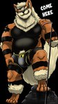 anthro black_background boxer_briefs clothed clothing eyewear glasses grin leash male simple_background smile solo text underwear underwear_only eros_thedragon nintendo pokemon rogue_fang emarcanine arcanine generation_1_pokemon pokemon_(species) 2022 9:16 english_text hi_res