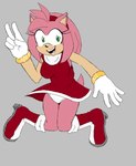 anthro biped boots breasts clothing dress female footwear fur gloves green_eyes grey_background handwear jumping medium_breasts panties panty_shot pink_body pink_fur red_clothing red_dress shoes simple_background solo tail underwear white_clothing white_gloves white_handwear white_panties white_underwear ghostspookygoo sega sonic_the_hedgehog_(series) amy_rose eulipotyphlan hedgehog mammal 2023 hi_res