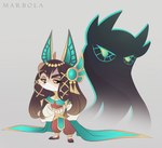 clothing duo egyptian egyptian_clothing egyptian_headdress female marbola league_of_legends riot_games tencent shadow_(lol) vex_(lol) canid canine fox mammal shadow_creature yordle hi_res