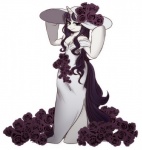 anthro blue_eyeshadow clothed clothing dress evening_gown eyeshadow female flower hair hat headgear headwear horn long_hair makeup plant simple_background solo white_background umeguru friendship_is_magic hasbro my_little_pony mythology rarity_(mlp) equid equine mammal mythological_creature mythological_equine unicorn 2015