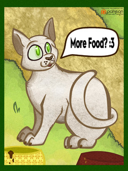 ambiguous_gender black_text bowl brown_nose container detailed_background dialogue emoticon eyebrows feral fur grass green_eyes open_mouth open_smile outside paws pet_bowl plant sitting smile solo speech_bubble tail talking_feral text whisker_spots white_body white_fur krazykari neko_atsume tubbs_(neko_atsume) domestic_cat felid feline felis mammal 2017 3:4 digital_drawing_(artwork) digital_media_(artwork) english_text hi_res shaded